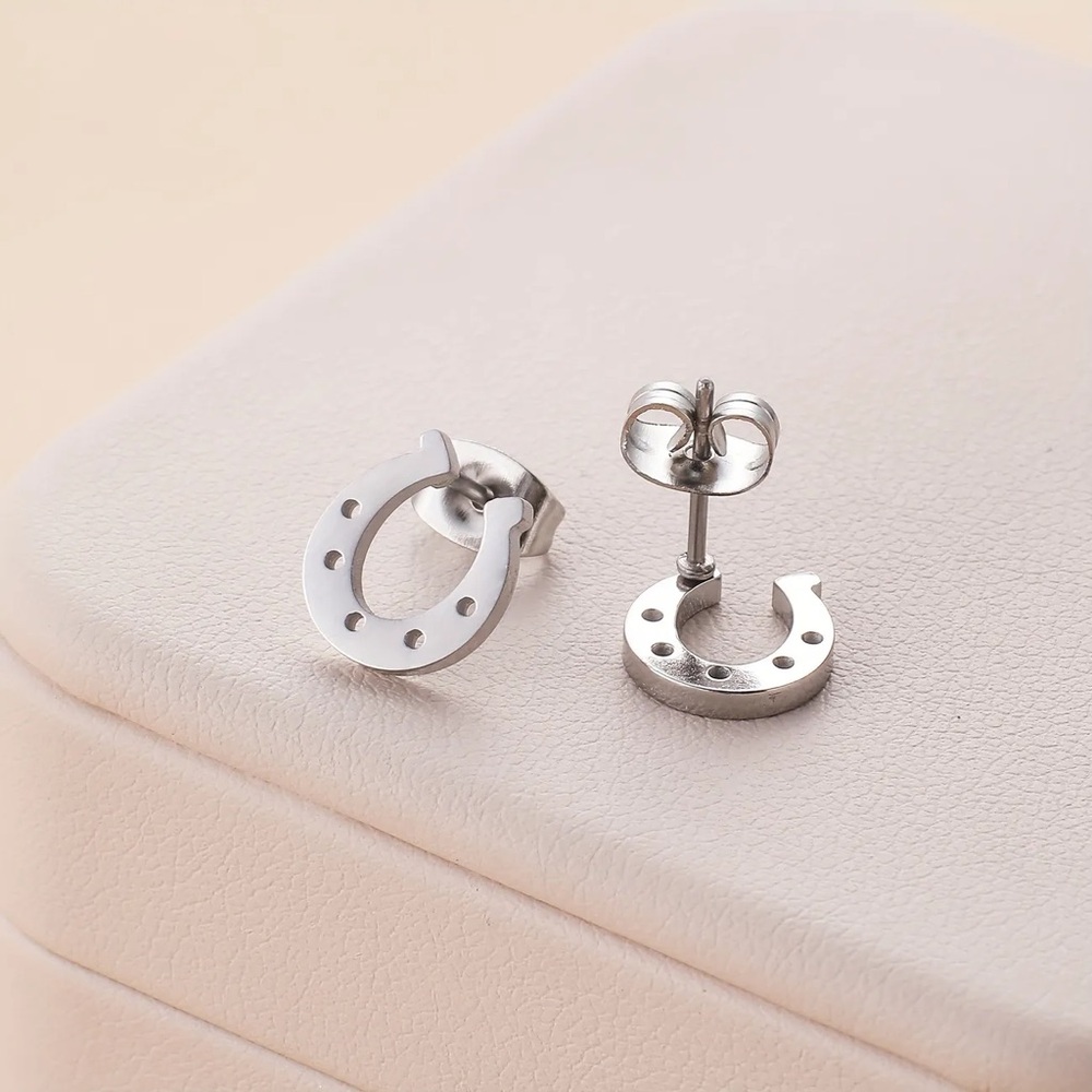 BOGO! Dainty Horse shoe stud Earrings Silver Color - NEW Boutique